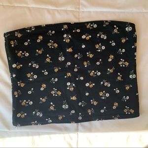 Black and Floral Tube Top
